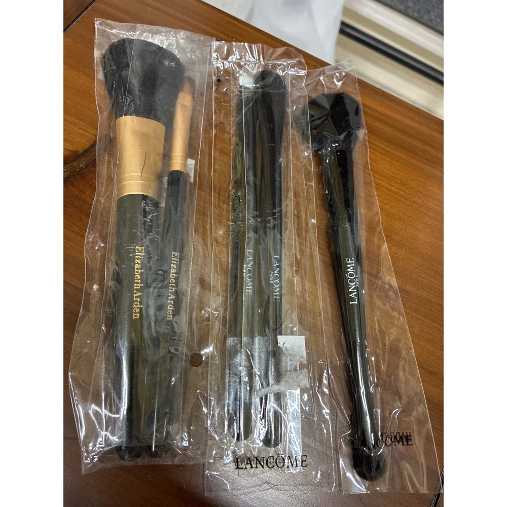 Elizabeth Arden & Lancome Makeup Brush Set 5pc Powder Foundation Concealer Black